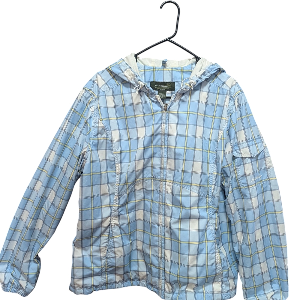 Eddie Bauer Light Blue Plaid Jacket - Picture 2 of 7